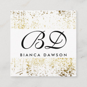 Fancy Monogramm Schrift Gold Grunge Quadratische Visitenkarte