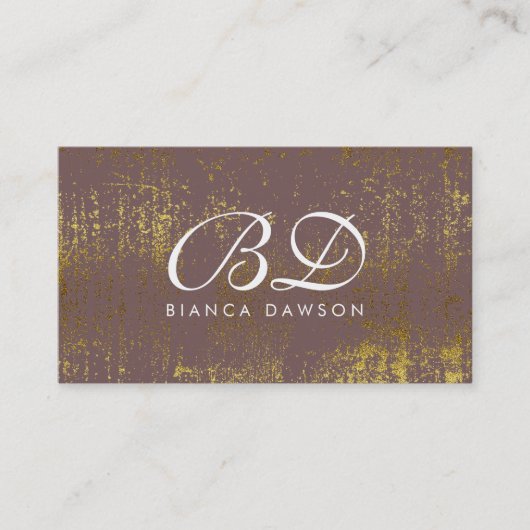 Fancy Monogramm Schrift Gold Grunge Visitenkarte (Vorderseite)