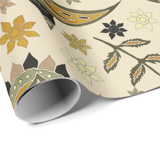 Fancy Moths and Flowers Geschenkpapier (Rolleneckpunkt)