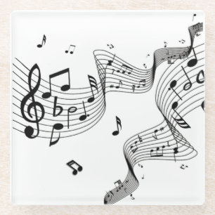Fancy-Musiknoten auf Weiß Glasuntersetzer