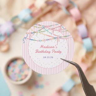 Fancy Nancy rosa Mädchen-Geburtstagsfeier  Runder Aufkleber