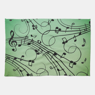 Fancy Notes Grüne Musikgestaltung Geschirrtuch