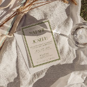 Fancy Old Money Olive Green Luxury QR Code Wedding Einladung