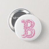 Fancy Old Style Schrift Monogramm Buchstabe B Button (Vorne & Hinten)