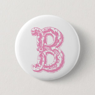 Fancy Old Style Schrift Monogramm Buchstabe B Button