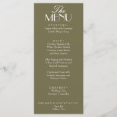 Fancy Olive Green Boho Old Money Boho Wedding Menükarte (Vorderseite)