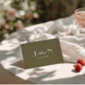 Fancy Olive Green Old Money Wedding Place Cards Tischnummer