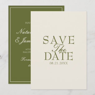 Fancy Olivgrün Cream Old Money Retro Hochzeit Save The Date
