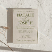 Fancy Olivgrün Old Money Retro QR-Code Hochzeit  Einladung
