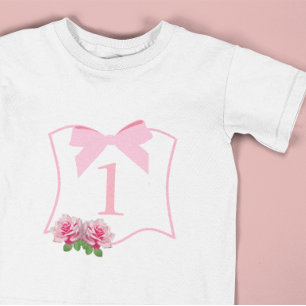 Fancy One Schleife Floral 1. Geburtstag Baby T-shirt