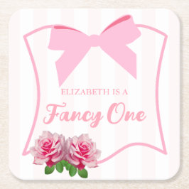 Fancy One Schleife Floral 1. Geburtstag Rechteckiger Pappuntersetzer