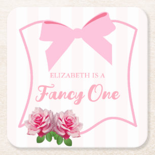 Fancy One Schleife Floral 1. Geburtstag Rechteckiger Pappuntersetzer