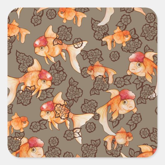 Fancy Oranda Goldfish  Quadratischer Aufkleber (Vorderseite)