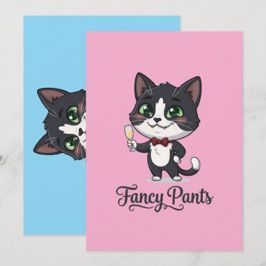 Fancy Pants Smoking-Katze Prost Dankeskarte (Vorne/Hinten)