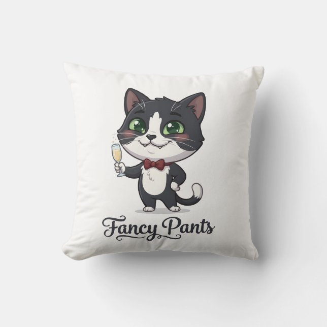 Fancy Pants Smoking-Katze Prost Kissen (Vorderseite)
