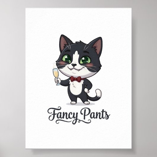 Fancy Pants Smoking-Katze Prost Poster (Vorne)