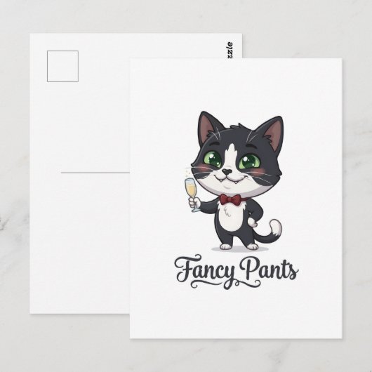 Fancy Pants Smoking-Katze Prost Postkarte (Vorne/Hinten)