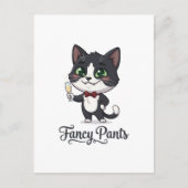 Fancy Pants Smoking-Katze Prost Postkarte (Vorderseite)