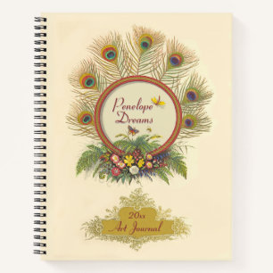 Fancy Pfauenfedern Flora und Fauna Kunstjournal Notizblock