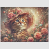 Fancy Pink Floral Shabby Chic Katze Decoupage Seidenpapier (Vorderseite)