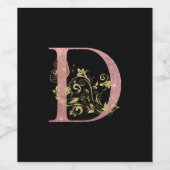 Fancy Pink Glitter Buchstabe D Weinetikett (Einzelnes Label)