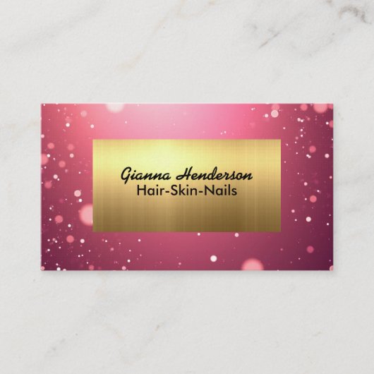Fancy Pink Glitter und Gold Visitenkarte (Vorderseite)