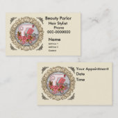 Fancy Pink Roses Beautician Terminkarte (Vorne/Hinten)