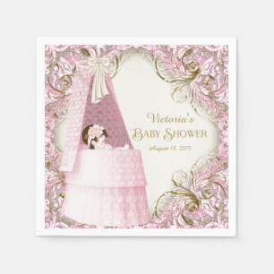 Fancy Pink und Gold Baby Shower Serviette