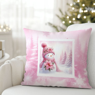 Fancy Pinkmas Schneemann Pastell Winter Kinder Kis Kissen