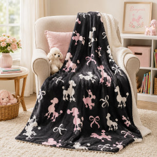 Fancy Poodles Rosa und Schwarz Sherpadecke