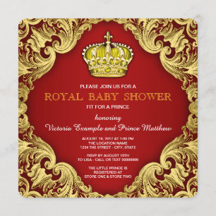 Fancy Prinz Baby Shower Rot Einladung