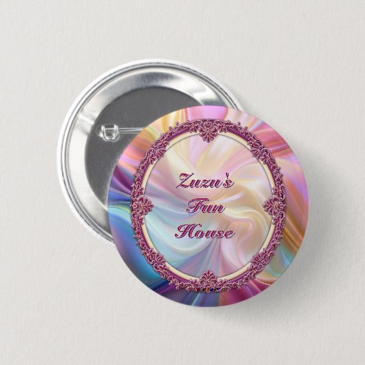 Fancy Rahmenfarbe Bunt Pastell Seide Personalisier Button (Vorne & Hinten)