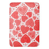 Fancy Red Hearts and Dots Pattern Badematte (Vorderseite Vertikal)