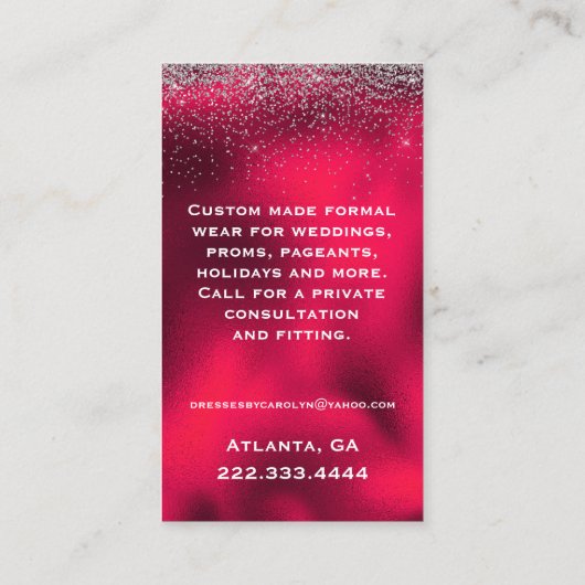 Fancy Red Opulent Seamstress Business Card Visitenkarte (Rückseite)