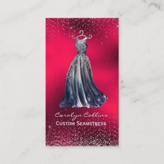 Fancy Red Opulent Seamstress Business Card Visitenkarte (Vorderseite)