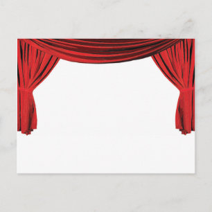 Fancy red velvet showcase curtain invite postkarte