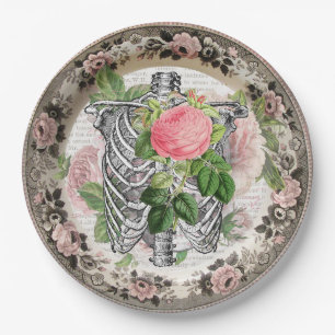 Fancy Rippen mit Rosen Vintage Halloween Pappteller