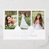 Fancy Romantic XV Spanish 3 Photos Silver Lace Folieneinladung (Vorderseite)