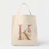 Fancy rosa Glitter-Buchstabe K Tragetasche (Vorne)