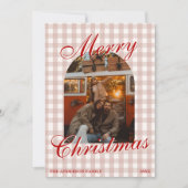 Fancy Roter Alter Geld Gingham Foto Weihnachten (Vorderseite)
