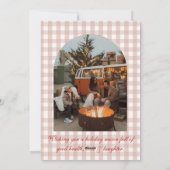 Fancy Roter Alter Geld Gingham Foto Weihnachten (Rückseite)