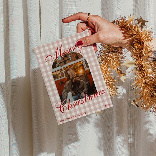 Fancy Roter Alter Geld Gingham Foto Weihnachten