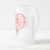 Fancy rotes Herz Mattglas Bierglas (VorderseiteRechts)