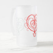 Fancy rotes Herz Mattglas Bierglas (Vorderseite Links)