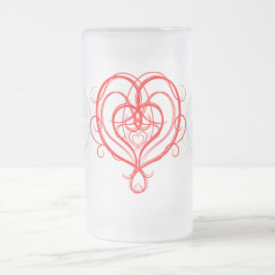 Fancy rotes Herz Mattglas Bierglas