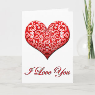Fancy rotes Herz Valentinstag Feiertagskarte