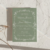 Fancy Sage Green Floral Boho All In One Wedding  Einladung