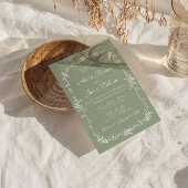 Fancy Sage Green Floral Boho All In One Wedding  Einladung