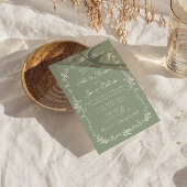 Fancy Sage Green Floral Boho Botanical Wedding Einladung