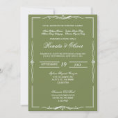 Fancy Salbei-grüne Hochzeit Spanisch Einladung (Vorderseite)